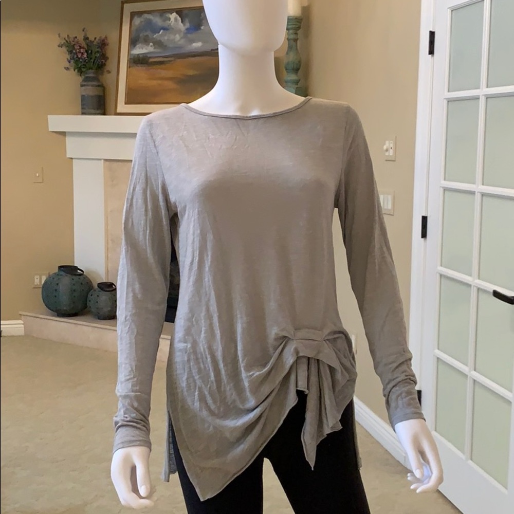 Light Grey Ruched Michael Stars Long Sleeve Shirt